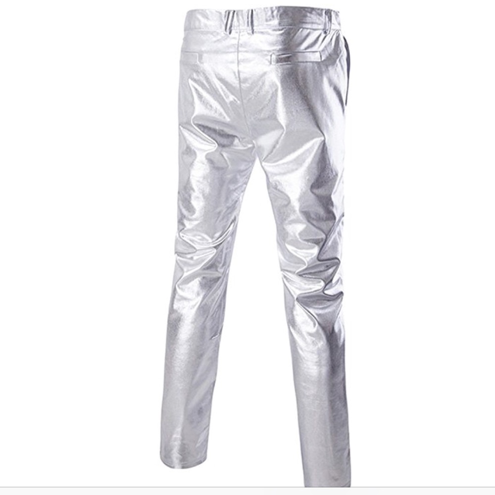 Men’s rave metallic festival pants club techno L1 dance concert event outfit - Picture 2 of 2